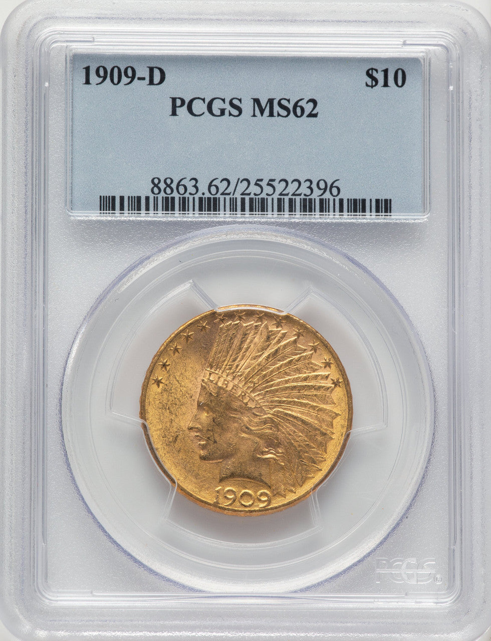 1909-D $10 Indian Eagle PCGS MS62