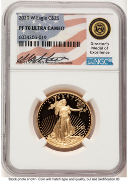2020-W Proof Gold Eagle 1/2 oz Miles Standish NGC PF70