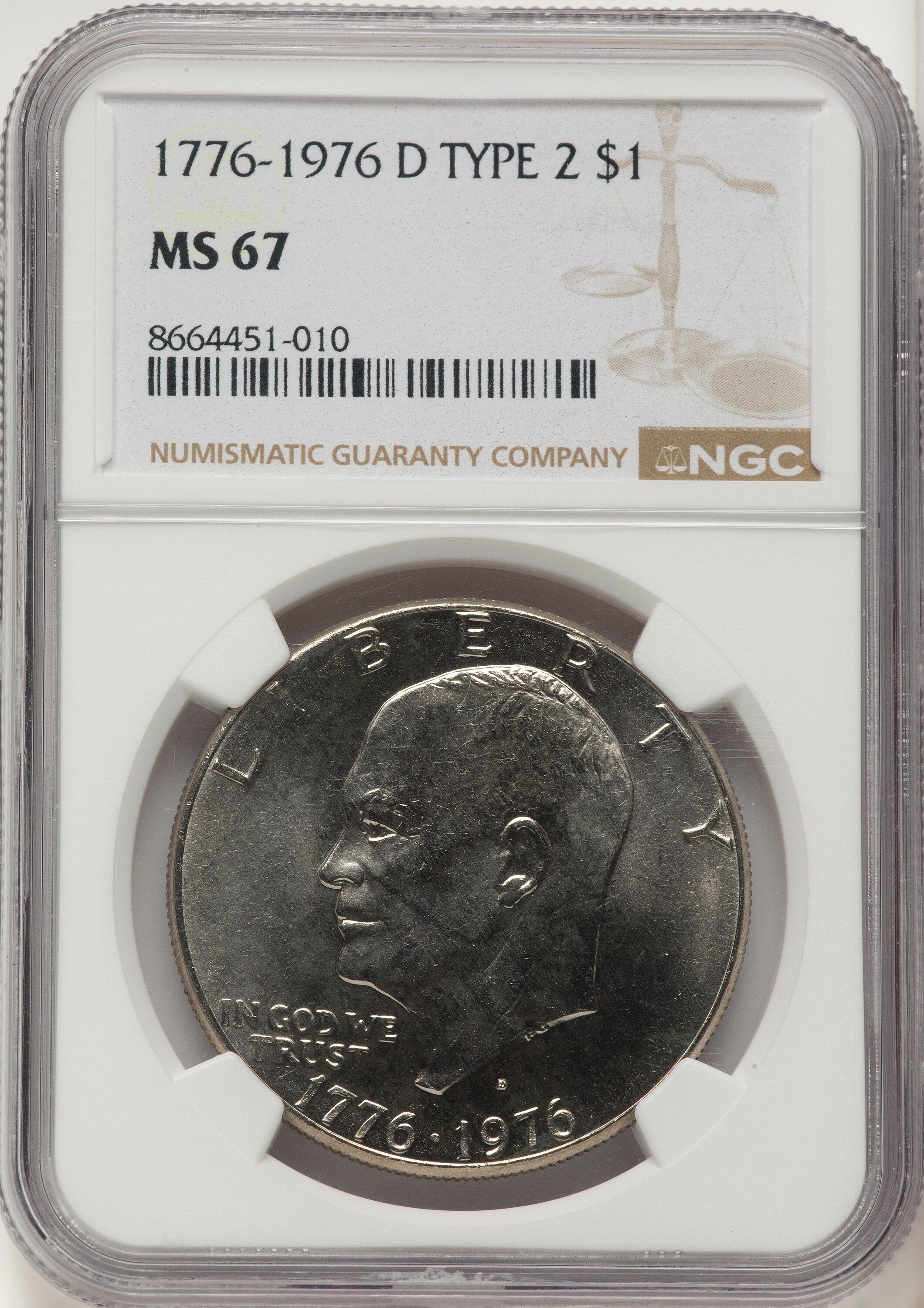1976-D $1 Type Two Eisenhower Dollar NGC MS67