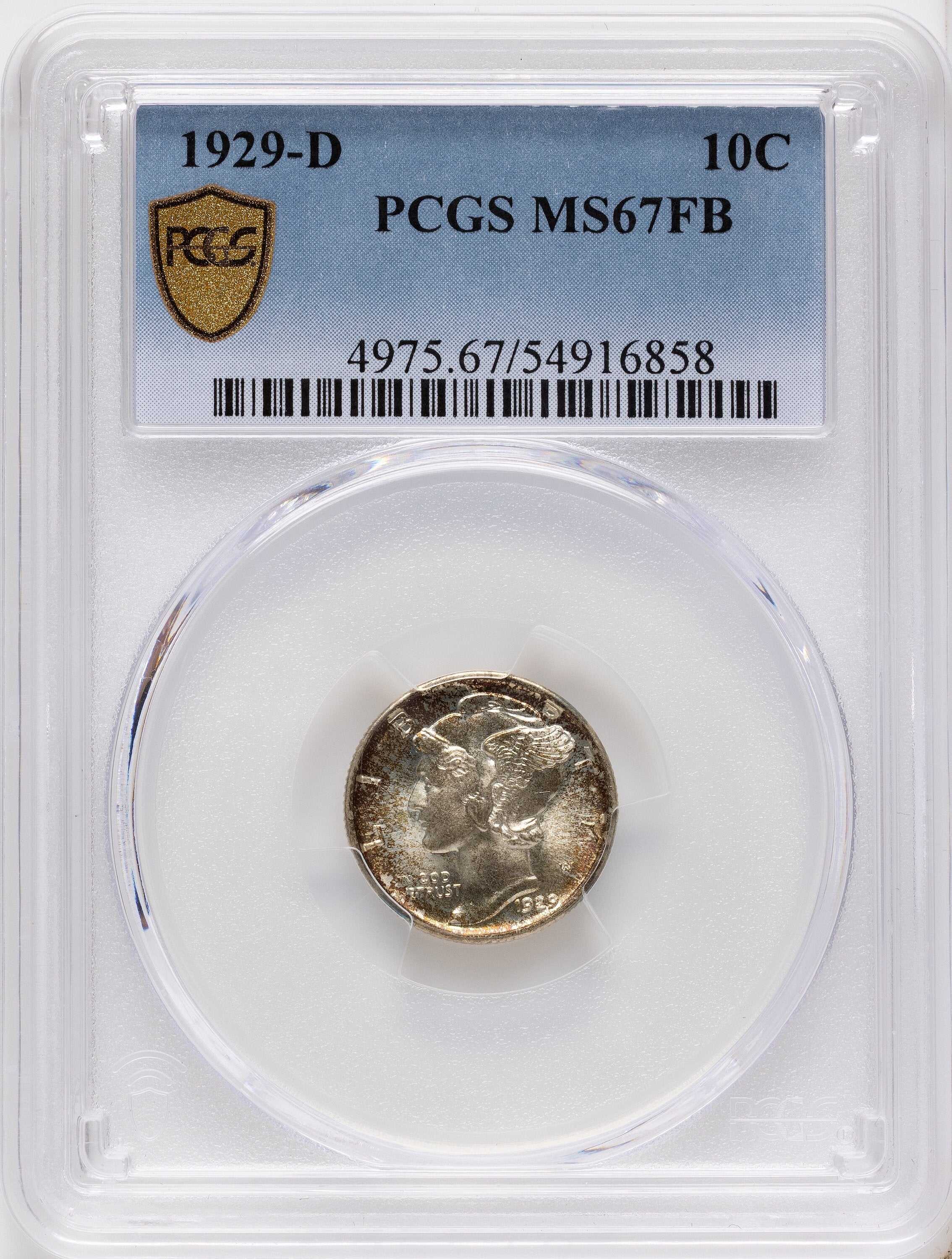 1929-D 10C FB Mercury Dime PCGS MS67