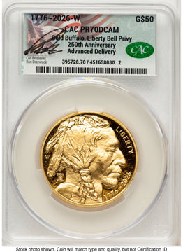 2026-W Proof Gold Buffalo 1 oz Advanced Delivery Ron Drzewucki CACG PR70