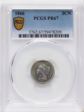 1866 3CN Proof Three Cent Nickel PCGS PR67