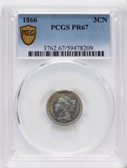 1866 3CN Proof Three Cent Nickel PCGS PR67