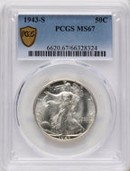 1943-S 50C Walking Liberty Half Dollar PCGS MS67