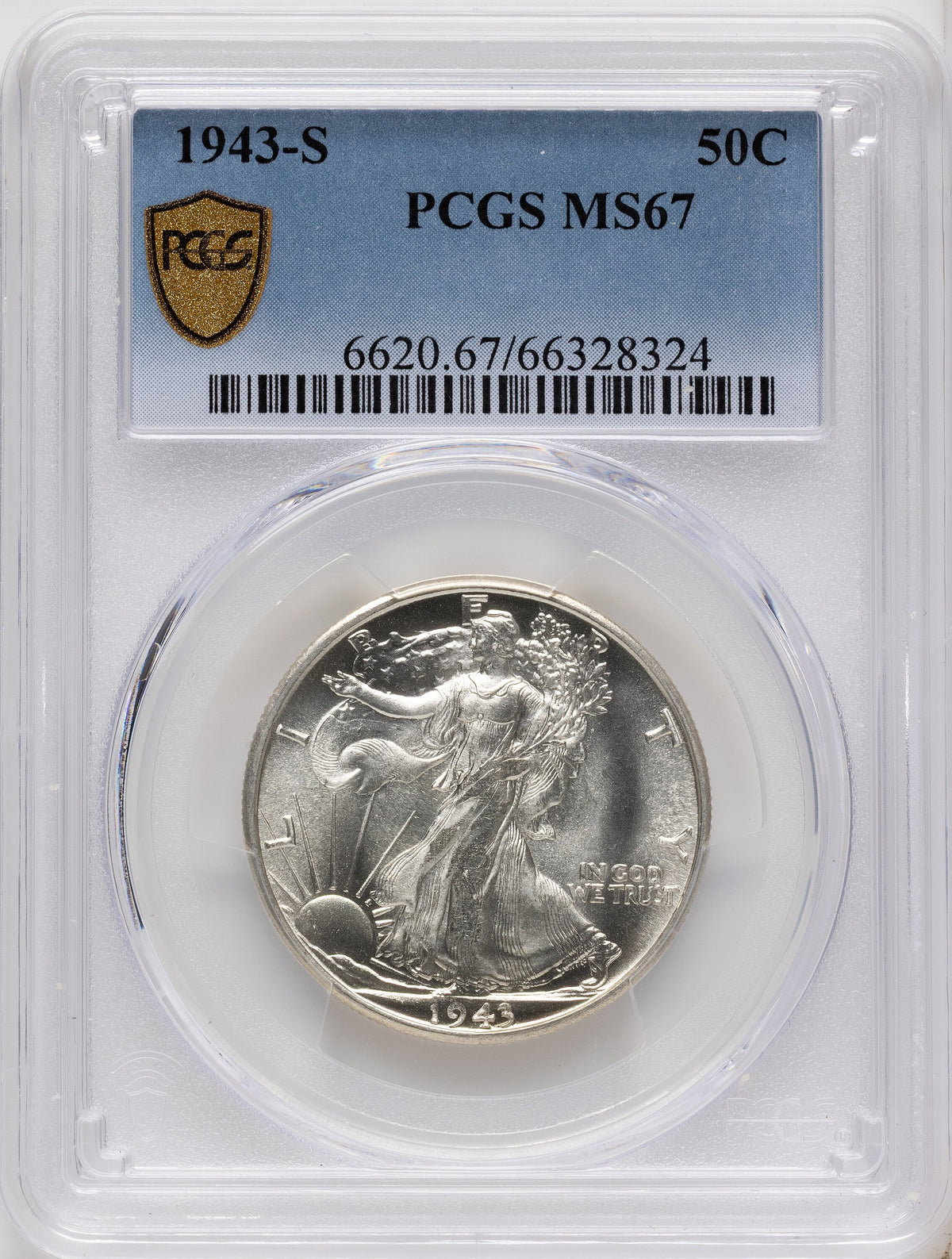 1943-S 50C Walking Liberty Half Dollar PCGS MS67