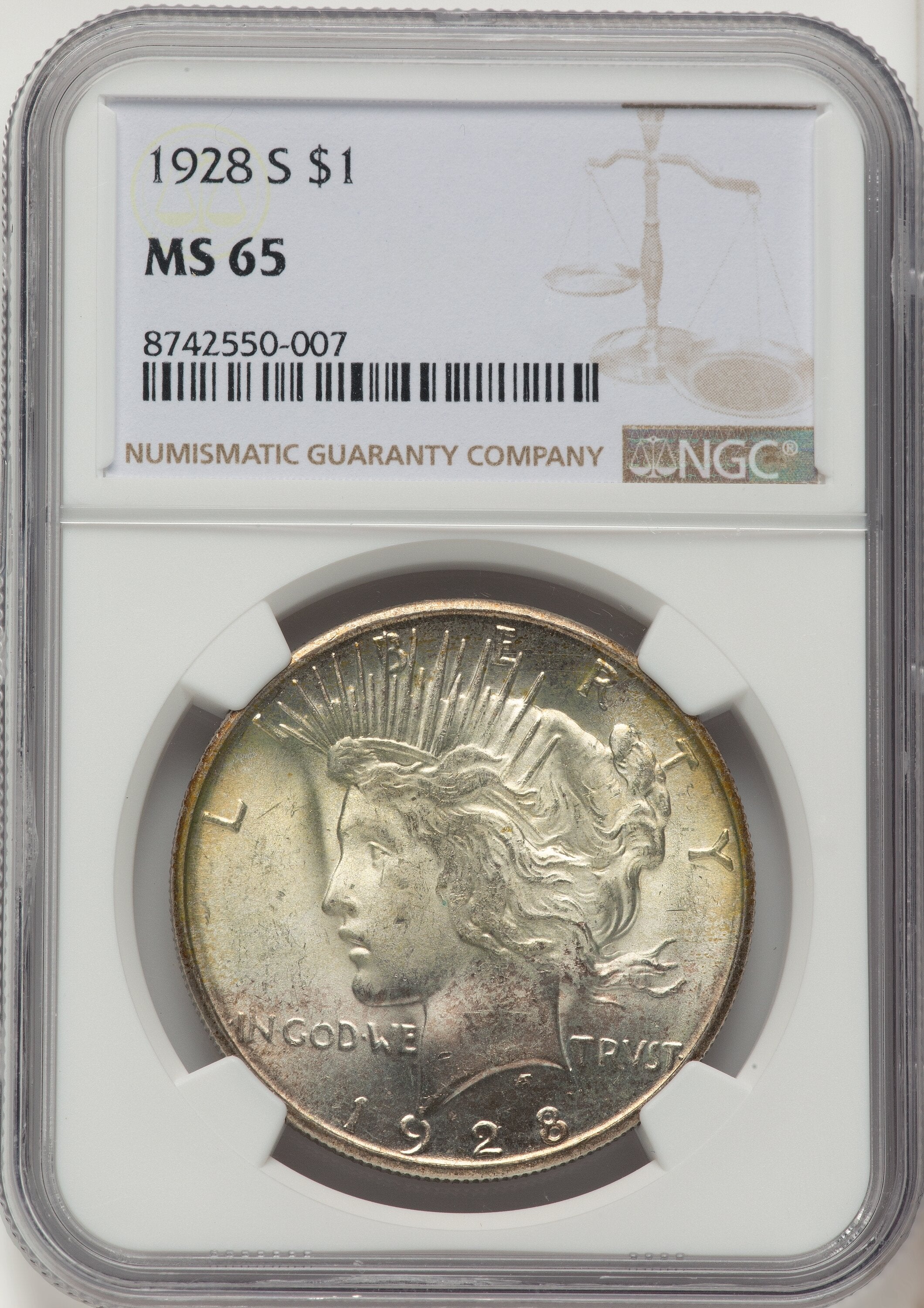 1928-S Peace Dollar NGC MS65