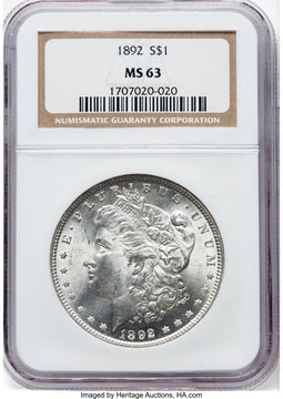 1892 Morgan Dollar NGC MS63