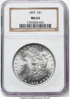 1892 Morgan Dollar NGC MS63