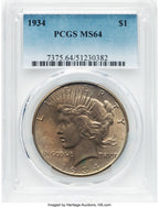 1934 Peace Dollar PCGS MS64