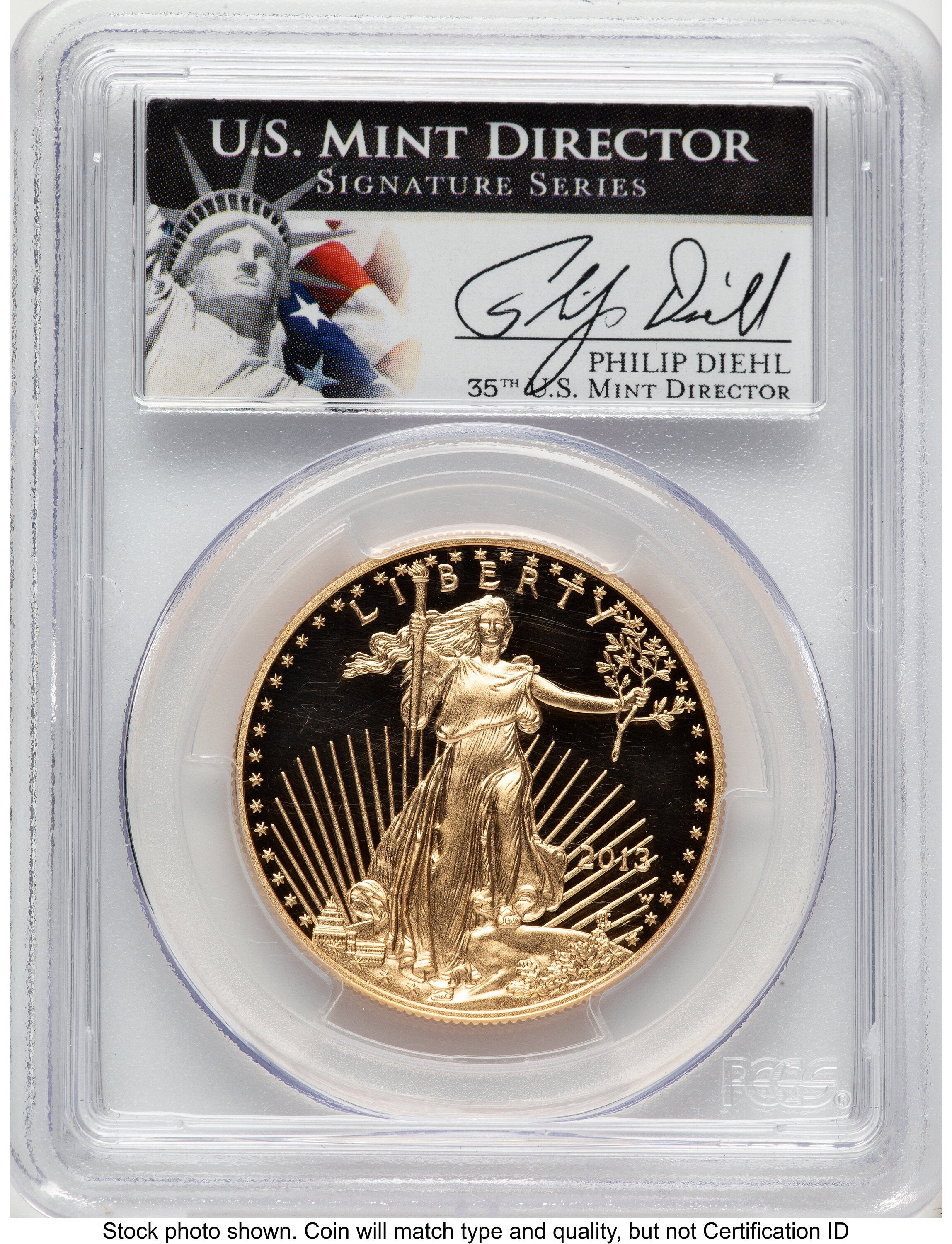 2013-W Proof Gold Eagle 1 oz Philip Diehl PCGS PR70