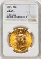 1925 $20 Saint-Gaudens Double Eagle NGC MS66+