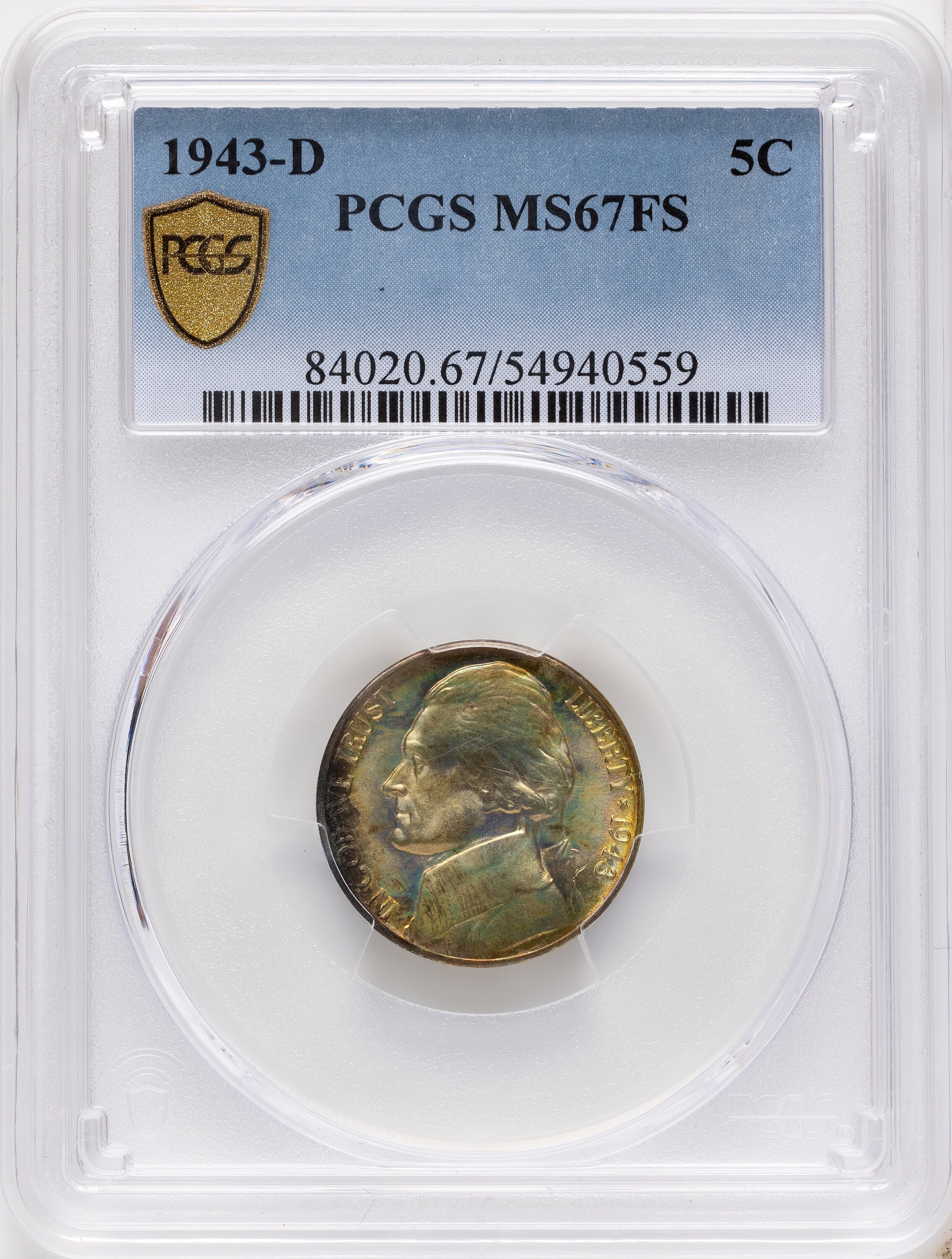 1943-D 5C FS Jefferson Nickel PCGS MS67