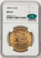 1894-S $20 CAC Liberty Double Eagle NGC MS63