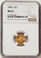 1885 G$1 Gold Dollar NGC MS67
