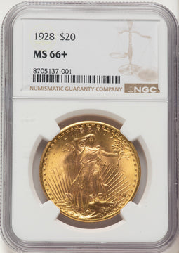 1928 $20 Saint-Gaudens Double Eagle NGC MS66+