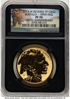2013-W Reverse Proof Gold Buffalo 1 oz Bison Label NGC PF70