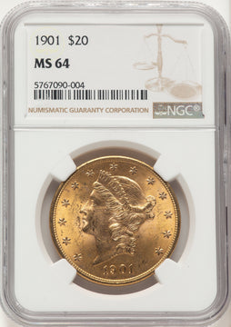 1901 $20 Brown Label Liberty Double Eagle NGC MS64