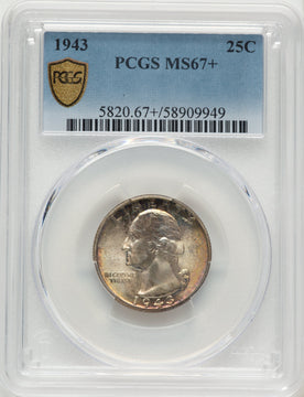 1943 25C Washington Quarter PCGS MS67+