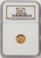 1857 G$1 Gold Dollar NGC MS61