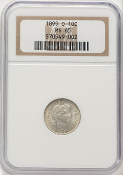 1899-O 10C Barber Dime NGC MS65