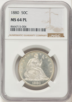 1880 50C PL Seated Half Dollar NGC MS64