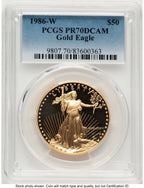 1986-W Proof Gold Eagle 1 oz Blue Gradient PCGS PR70