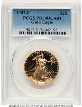 1987-P Proof Gold Eagle 1/2 oz Blue Gradient PCGS PR70