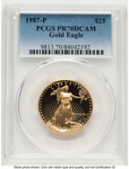1987-P Proof Gold Eagle 1/2 oz Blue Gradient PCGS PR70