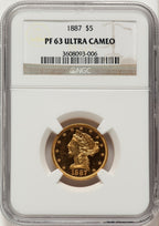 1887 $5 Proof Liberty Half Eagle NGC PR63
