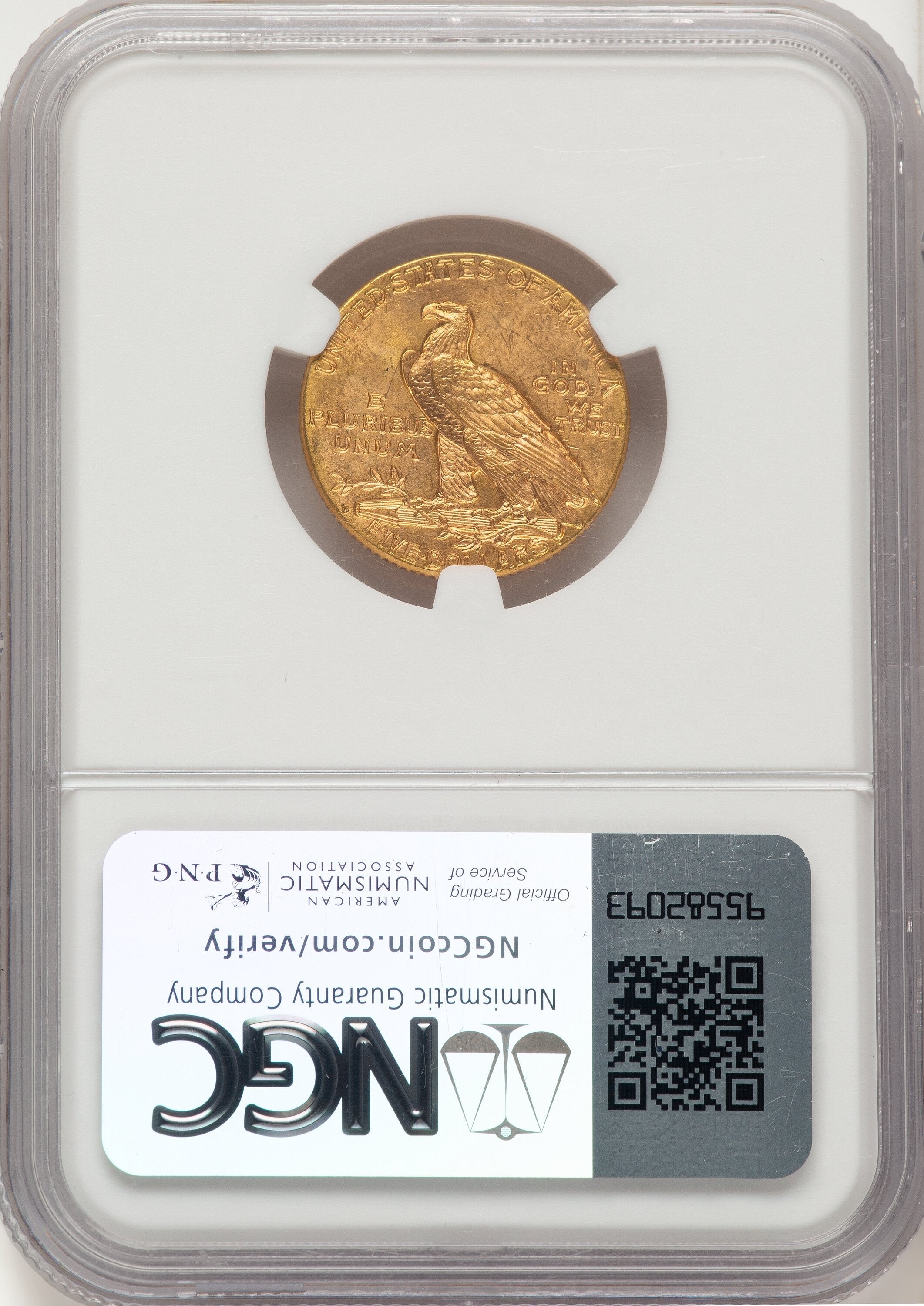 1911-D $5 Indian Half Eagle NGC MS64+