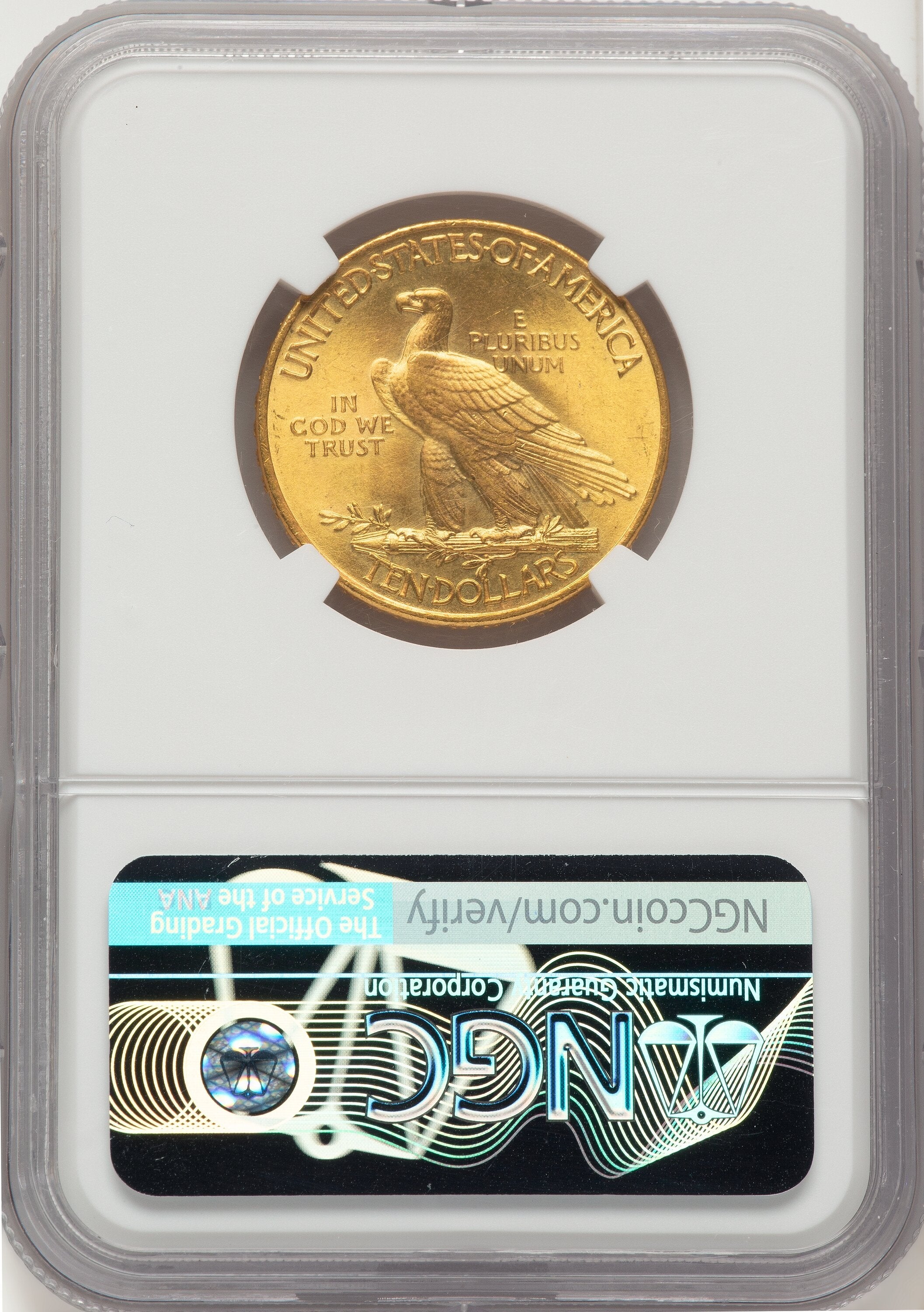 1908 $10 MOTTO Indian Eagle NGC MS67