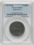 (1688) American Plantations 1/24 Part Real Sideways 4 Colonials PCGS MS60