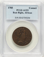 1785 Connecticut Copper African Head BN Colonials PCGS AU53