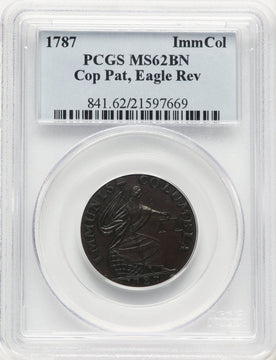 1787 Immunis Columbia Piece Eagle Reverse BN Colonials PCGS MS62