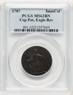 1787 Immunis Columbia Piece Eagle Reverse BN Colonials PCGS MS62