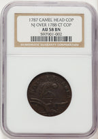 1787 New Jersey Copper Camel Head BN Colonials NGC AU58