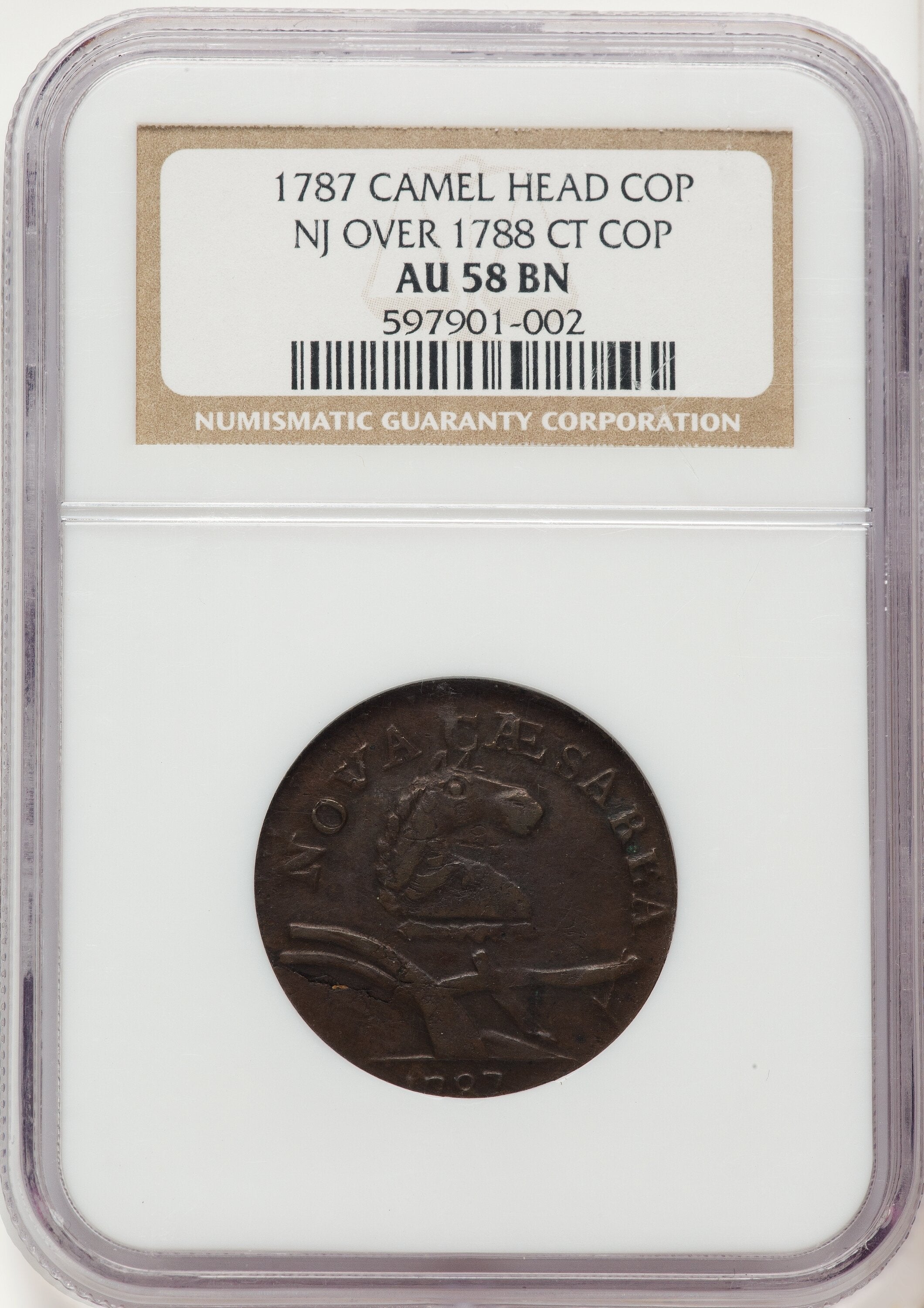 1787 New Jersey Copper Camel Head BN Colonials NGC AU58