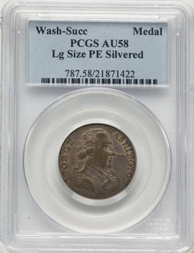 Undated Washington Success Medal Large Size Plain Edge Silvered Colonials PCGS AU58
