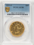 1855-O $10 Liberty Eagle PCGS AU50
