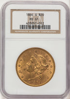1864-S $20 Liberty Double Eagle NGC MS61