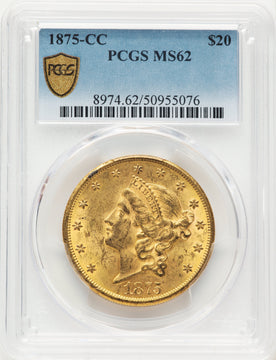 1875-CC $20 Liberty Double Eagle PCGS MS62