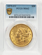 1875-CC $20 Liberty Double Eagle PCGS MS62
