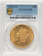 1876-CC $20 Liberty Double Eagle PCGS AU58