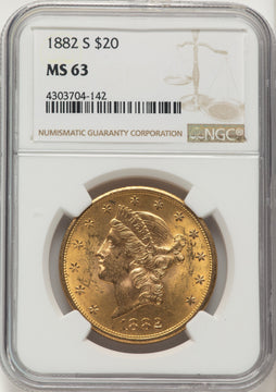 1882-S $20 Liberty Double Eagle NGC MS63