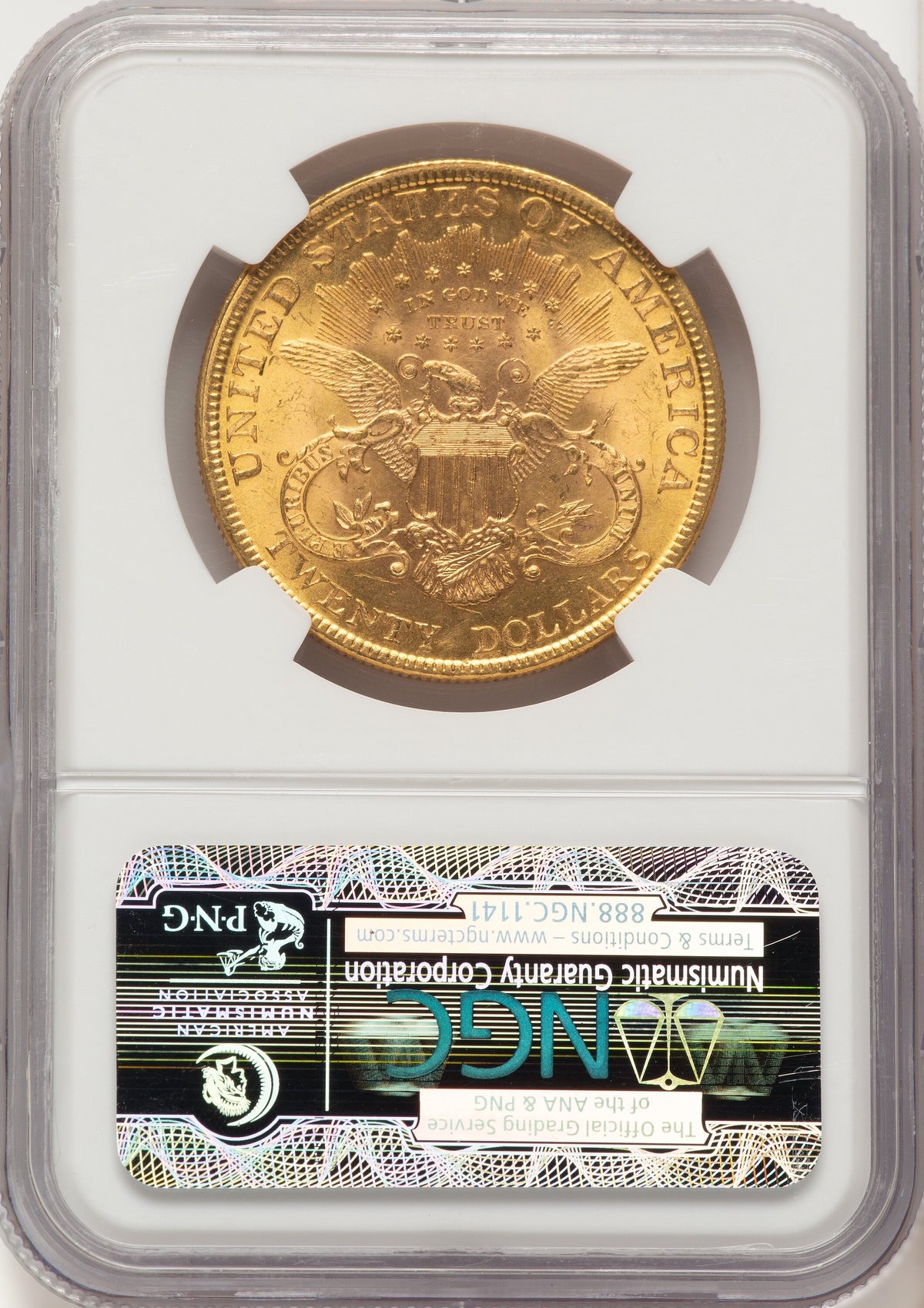 1895 $20 Brown Label Liberty Double Eagle NGC MS62