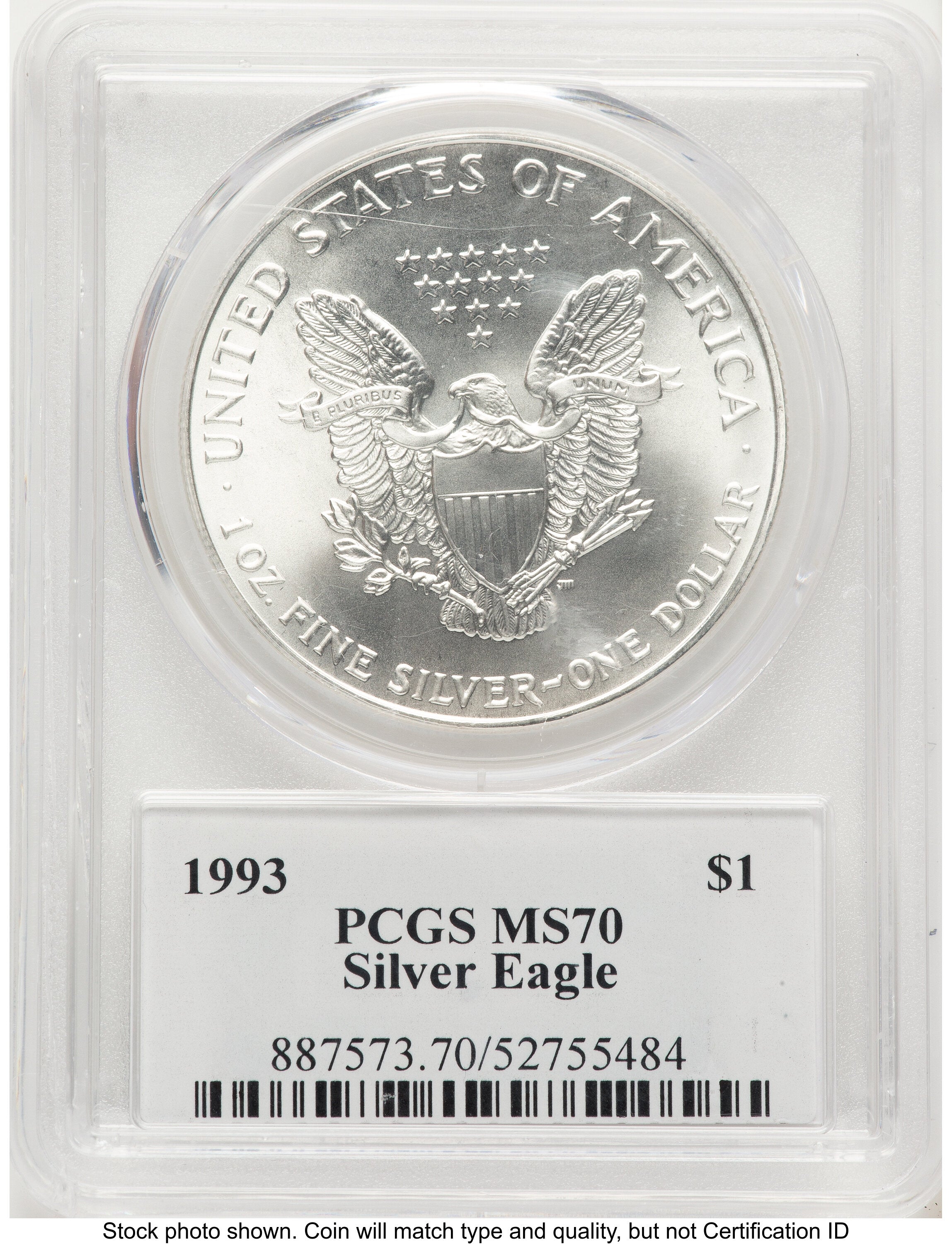 1993 Silver Eagle John PCGS MS70 Mercanti