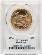 1996 Gold Eagle 1 oz John PCGS MS70 Mercanti