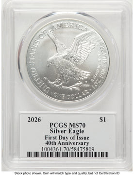 2026 Silver Eagle FDI Emily Damstra PCGS MS70