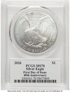 2026 Silver Eagle FDI Emily Damstra PCGS MS70