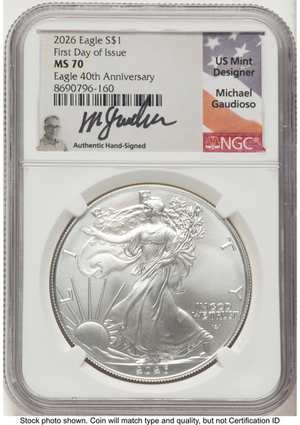 2026 Silver Eagle FDI Michael Gaudioso NGC MS70 | LCR Coin